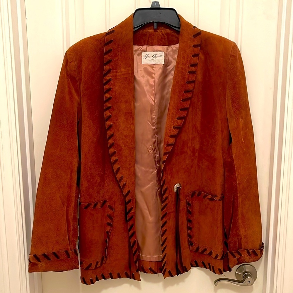 Vintage Evan Arpelli ltd NY chestnut color, suede jacket, brown stitching